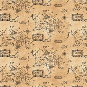 18" End of Bolt-DEAL MINKY Lord of the Rings Middle Earth Map 23220204M-03 Tan 60" Wide- Camelot Beige Map - 100% Polyester-Licensed Product