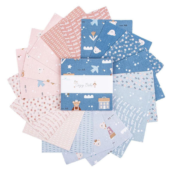 SALE Cozy Bebe Charm Pack 5" Stacker Bundle - Riley Blake Designs - 42 piece Precut Pre cut - Baby Girl Boy - Quilting Cotton Fabric