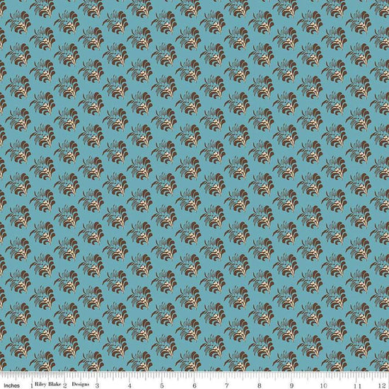 Image of the Emma Jane Fairfax quilting cotton fabric by Riley Blake Designs. Features stripes on a blue background. Cute Little Fabric Shop