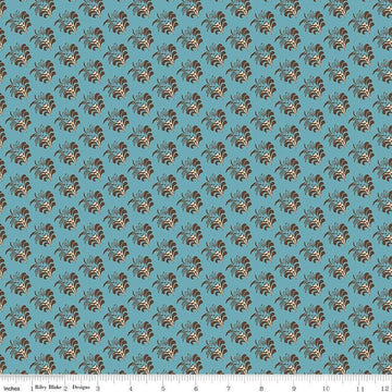 Image of the Emma Jane Fairfax quilting cotton fabric by Riley Blake Designs. Features stripes on a blue background. Cute Little Fabric Shop