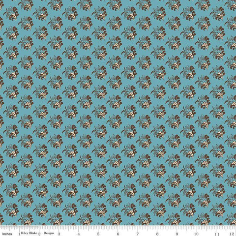 Image of the Emma Jane Fairfax quilting cotton fabric by Riley Blake Designs. Features stripes on a blue background. Cute Little Fabric Shop