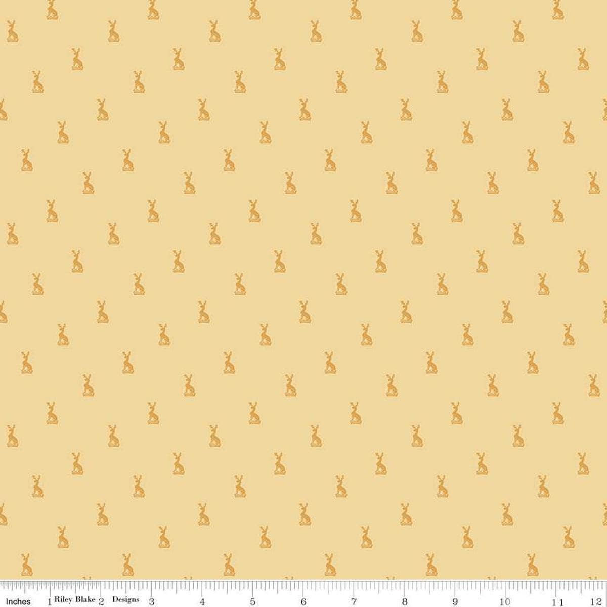 Image of the Emma Hartfield Family Crest Yellow quilting cotton fabric by Riley Blake Designs. Features animals on a yellow background. Cute Little Fabric Shop