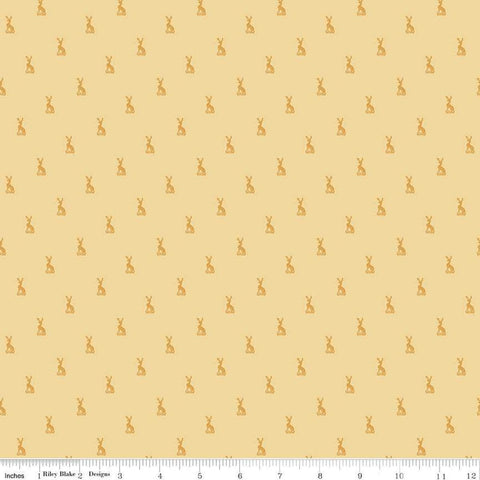 Image of the Emma Hartfield Family Crest Yellow quilting cotton fabric by Riley Blake Designs. Features animals on a yellow background. Cute Little Fabric Shop