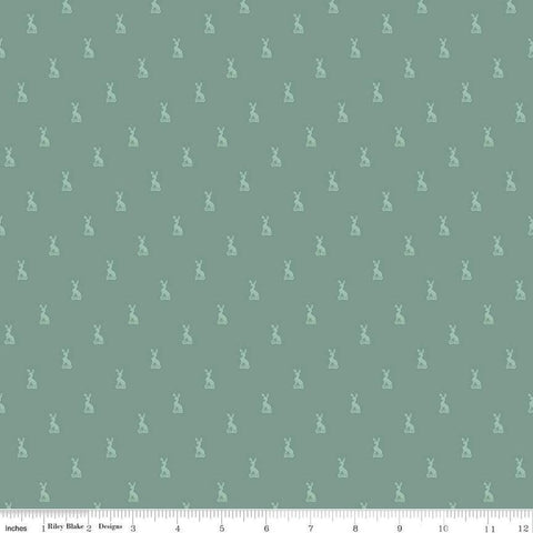 Image of the Emma Hartfield Family Crest Green quilting cotton fabric by Riley Blake Designs. Features animals on a green background. Cute Little Fabric Shop