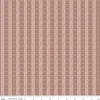 Image of the Emma Mrs. Bates quilting cotton fabric by Riley Blake Designs. Features stripes on a pink background. Cute Little Fabric Shop