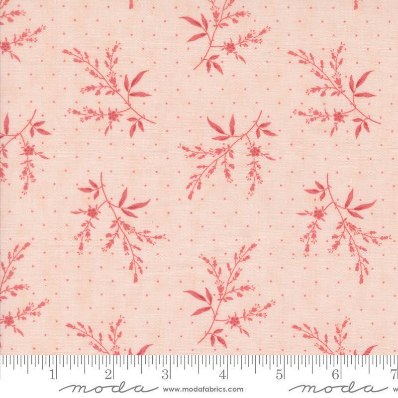 Image of the Muse Silhouette Blush quilting cotton fabric by Moda Fabrics. Features flowers on a pink background. Cute Little Fabric Shop