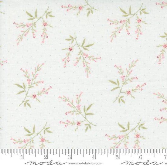 Image of the Muse Silhouette Porcelain quilting cotton fabric by Moda Fabrics. Features flowers on a red background. Cute Little Fabric Shop