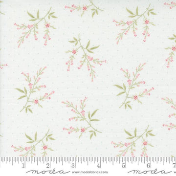 Image of the Muse Silhouette Porcelain quilting cotton fabric by Moda Fabrics. Features flowers on a red background. Cute Little Fabric Shop