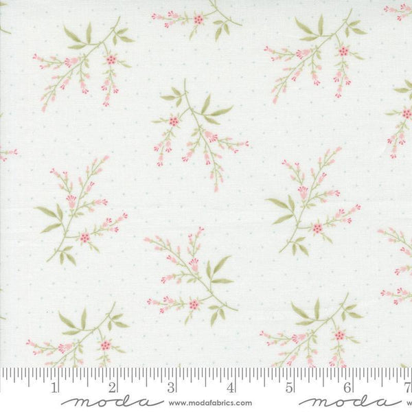 Image of the Muse Silhouette Porcelain quilting cotton fabric by Moda Fabrics. Features flowers on a red background. Cute Little Fabric Shop