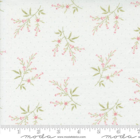 Image of the Muse Silhouette Porcelain quilting cotton fabric by Moda Fabrics. Features flowers on a red background. Cute Little Fabric Shop