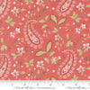 Image of the Muse Vine Scarlet quilting cotton fabric by Moda Fabrics. Features flowers on a red background. Cute Little Fabric Shop