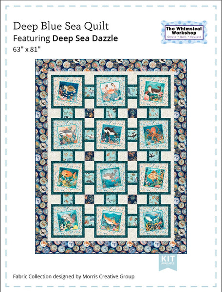 SALE Deep Blue Sea Quilt PATTERN - QT Fabrics - Instructions Only - Deep Sea Dazzle - Pieced Pattern - Ocean - The Whimsical Workshop