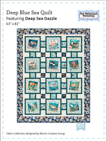 SALE Deep Blue Sea Quilt PATTERN - QT Fabrics - Instructions Only - Deep Sea Dazzle - Pieced Pattern - Ocean - The Whimsical Workshop