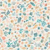 Image of the Deep Sea Dazzle Coral Multi quilting cotton fabric by QT Fabrics. Features ocean animals on a beige background. Cute Little Fabric Shop