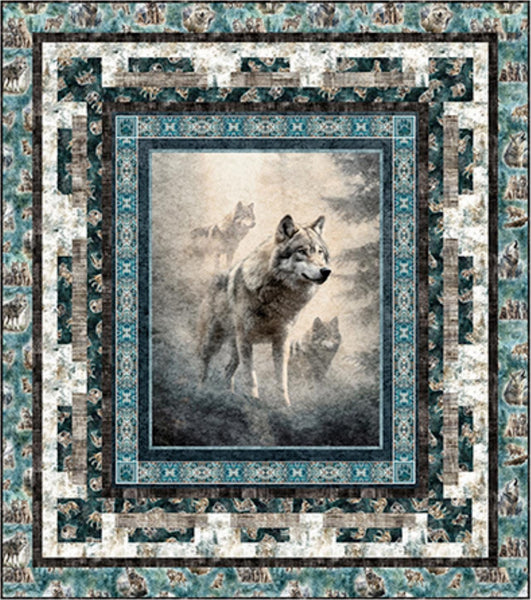 Running with the Pack  Panel Quilt Kit - QT Fabrics - Pattern Fabric - Wolf Animal Outdoors - Quilting Cotton Fabric