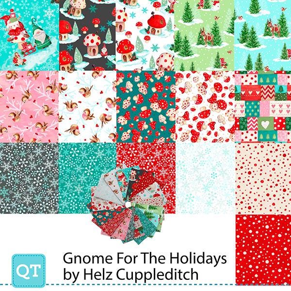 SALE Gnome for the Holidays Fat Quarter Bundle 16 pieces - QT Fabrics - Pre cut Precut - Christmas Santa Winter - Quilting Cotton Fabric
