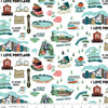 Oregon Main C7580 White - Riley Blake Designs - Willamette River Bridges Food Trucks The Rose City - Quilting Cotton Fabric