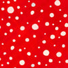 Image of the Gnome for the Holidays Dots Red quilting cotton fabric by QT Fabrics. Features dots on a red background. Cute Little Fabric Shop