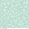 Image of the Flannel Snowflakes Songbird quilting cotton fabric by Riley Blake Designs. Features snowflakes on a blue background. Cute Little Fabric Shop