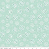 Image of the Flannel Snowflakes Songbird quilting cotton fabric by Riley Blake Designs. Features snowflakes on a blue background. Cute Little Fabric Shop
