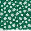Image of the Flannel Snowflakes Green quilting cotton fabric by Riley Blake Designs. Features snowflakes on a green background. Cute Little Fabric Shop