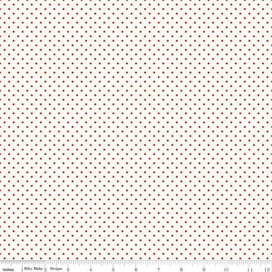 Image of the Flannel Swiss Dot Cream quilting cotton fabric by Riley Blake Designs. Features swiss dot on a cream background. Cute Little Fabric Shop