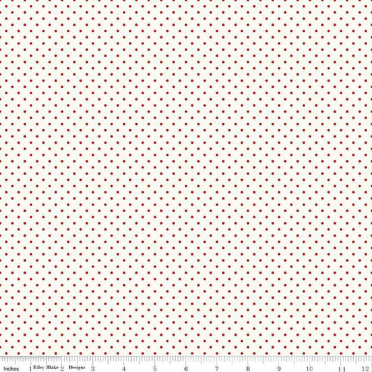 Image of the Flannel Swiss Dot Cream quilting cotton fabric by Riley Blake Designs. Features swiss dot on a cream background. Cute Little Fabric Shop