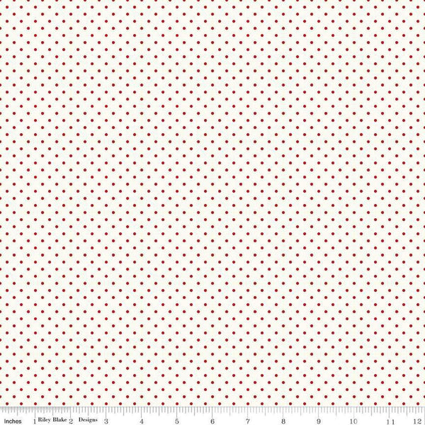 Image of the Flannel Swiss Dot Cream quilting cotton fabric by Riley Blake Designs. Features swiss dot on a cream background. Cute Little Fabric Shop