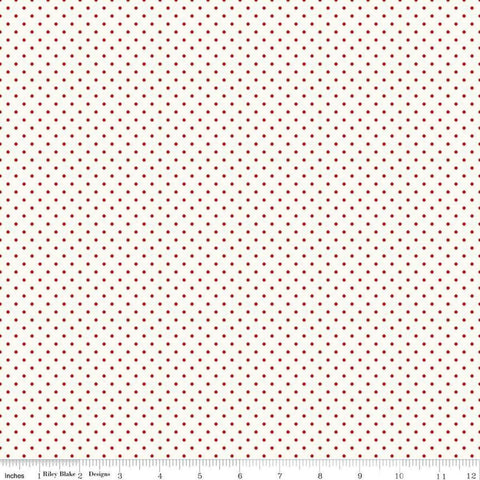 Image of the Flannel Swiss Dot Cream quilting cotton fabric by Riley Blake Designs. Features swiss dot on a cream background. Cute Little Fabric Shop