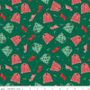 Image of the Flannel Christmas Pajamas Green quilting cotton fabric by Riley Blake Designs. Features pajamas on a green background. Cute Little Fabric Shop