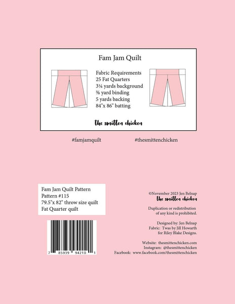SALE Fam Jam Quilt PATTERN P194 by Jen Belnap - Riley Blake Designs - INSTRUCTIONS Only - Fat Quarter Friendly - Throw Quilt