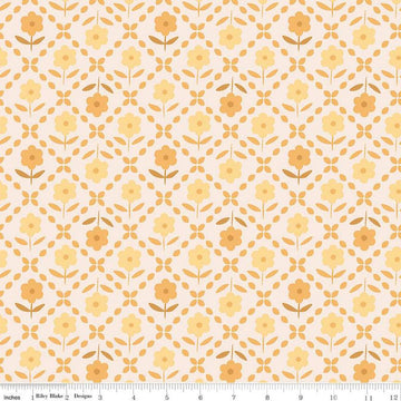 3-Yard cut- DEAL Bee Plaids Zinnias WIDEBACK WB15574 Marigold - Riley Blake - Lori Holt - 108" - Quilting Cotton Fabric