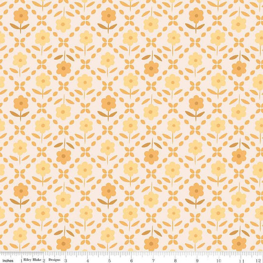 2 Yard 33" End of Bolt - SALE Bee Plaids Zinnias WIDEBACK WB15574 Marigold - Riley Blake - Lori Holt - 108" - Quilting Cotton Fabric