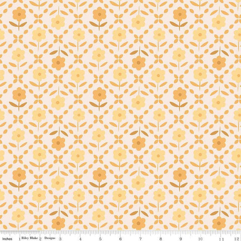 3 yard cut- SALE Bee Plaids Zinnias WIDE BACK WB15574 Marigold - Riley Blake - Lori Holt - 107/108" Wide - Quilting Cotton Fabric