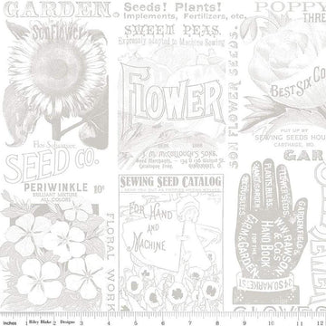 3-Yard cut- SALE Sewing Seeds III Garden Blender WIDEBACK WB15696 Gray - Riley Blake Designs - 108" - Quilting Cotton Fabric