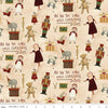 Image of the Naughty and Nice Toys Parchment quilting cotton fabric by Riley Blake Designs. Features toys on a cream background. Cute Little Fabric Shop