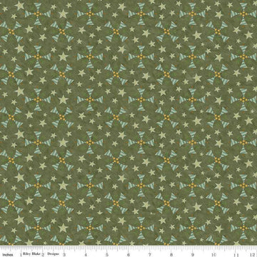 Image of the Naughty and Nice Trees Green quilting cotton fabric by Riley Blake Designs. Features trees on a green background. Cute Little Fabric Shop
