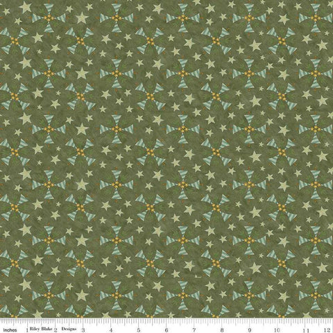 Image of the Naughty and Nice Trees Green quilting cotton fabric by Riley Blake Designs. Features trees on a green background. Cute Little Fabric Shop