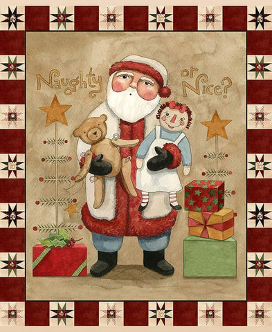 SALE Naughty or Nice Panel P16267 by Riley Blake Designs - Christmas Season Presents Toys - Quilting Cotton Fabric