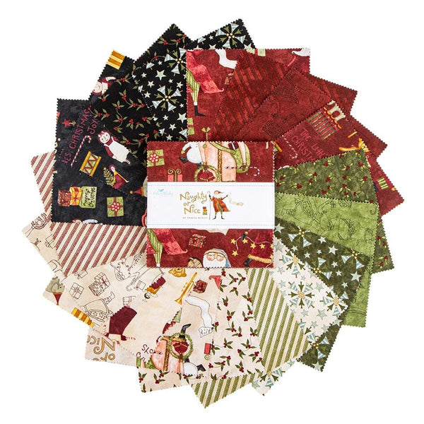 SALE Naughty or Nice Charm Pack 5" Stacker Bundle - Riley Blake Designs - 42 piece Precut Pre cut - Christmas - Quilting Cotton Fabric