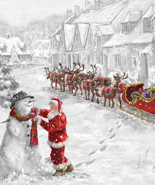 More Christmas Wishes Santa's Snowman Panel PD16552 by Riley Blake - DIGITALLY PRINTED Santa Snowman Scarf - Quilting Cotton Fabric