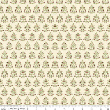 Image of the Glisten Trees Eggnog quilting cotton fabric by Riley Blake Designs. features leaves on a cream background. Cute Little Fabric Shop