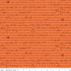 Image of the Happy Fall Days Autumn Words Orange quilting cotton fabric by Riley Blake Designs. Features text on an orange background. Cute Little Fabric Shop