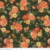 Image of the Happy Fall Days Main Forest quilting cotton fabric by Riley Blake Designs. Features flowers on  green background. Cute Little Fabric Shop