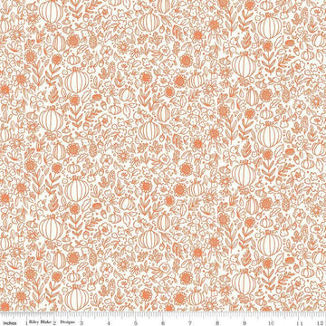 Image of the Happy Fall Days Floral Outline Cloud quilting cotton fabric by Riley Blake Designs. Features flowers on a cloud background. Cute Little Fabric Shop