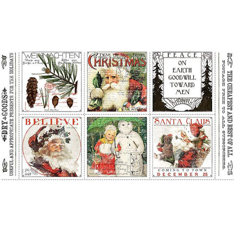 Classic Christmas Christmas Patch Panel PD16281 by Riley Blake - DIGITALLY PRINTED Holiday Season Vintage - Quilting Cotton Fabric