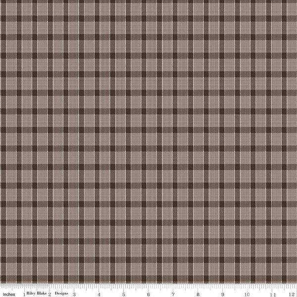 SALE Gentler Times Whippersnapper C16488 Raisin - Riley Blake Designs - Lori Holt - Pixelated Plaid Stripe - Quilting Cotton Fabric