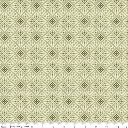 SALE Gentler Times Shenanigans C16487 Lettuce - Riley Blake Designs - Lori Holt - Tiled Geometric Abstract - Quilting Cotton Fabric