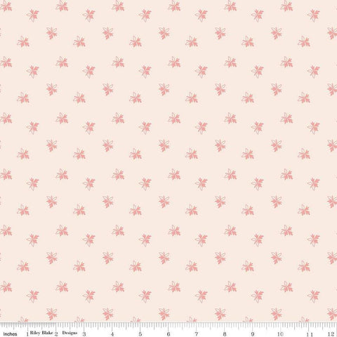 SALE Gentler Times Endearing C16477 Coral - Riley Blake Designs - Lori Holt - Scattered Leaves Leaf - Quilting Cotton Fabric