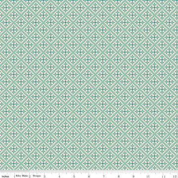 SALE Gentler Times Shenanigans C16487 Sea Glass - Riley Blake Designs - Lori Holt - Tiled Geometric Abstract - Quilting Cotton Fabric